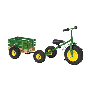 (Green) Speedway Heavy Duty Tricycle w/ Cart Wagon