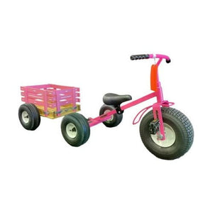 (Pink) Speedway Heavy Duty Tricycle w/ Cart Wagon