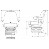 Mid Back Backhoe Tractor Seat w/ Mechanical Suspension