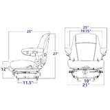 Heavy Duty Tractor Excavator Back Hoe Loader Seat w/ Suspension