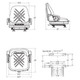 Premium Integrated Suspension Forklift / Tractor Seat w / Armrest