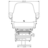 12v Heavy Duty Backhoe / Loader Seat w/ Pedestal & Air Suspension