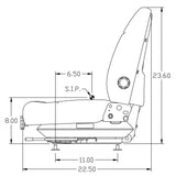 Tractor Seat for Skid Steer, Mowers, Cranes, Excavators, Rollers w/ Suspension