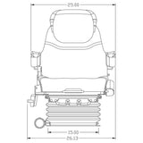 12v Heavy Duty Tractor Seat w/ Air Suspension