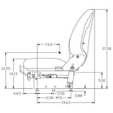 Motor Grader Wheel Loader Dozer Crawler Tractor Seat w/ Suspension