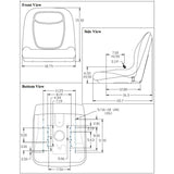 Mid Back Seat for Tractors, Fork Lifts, Mowers, Cranes,