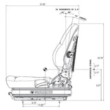 12v Skid Loader Compact Lawn Mower Garden Tractor Seat w/ Air Suspension