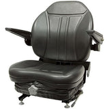 High Back Industrial Seat w/ Suspension, Slide Tracks & Armrests