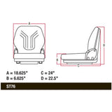 Skid Loader Compact Lawn Mower Garden Tractor Seat w/ Suspension