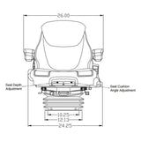 12v Heavy Duty Tractor Excavator Backhoe Loader Seat w/ Air Suspension