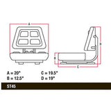 Tractor Seat with Fixed 16 degree Angle Mount for John Deere