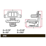 Heavy Duty Wrap Around Farm Tractor Seat W/ Suspension & Armrests